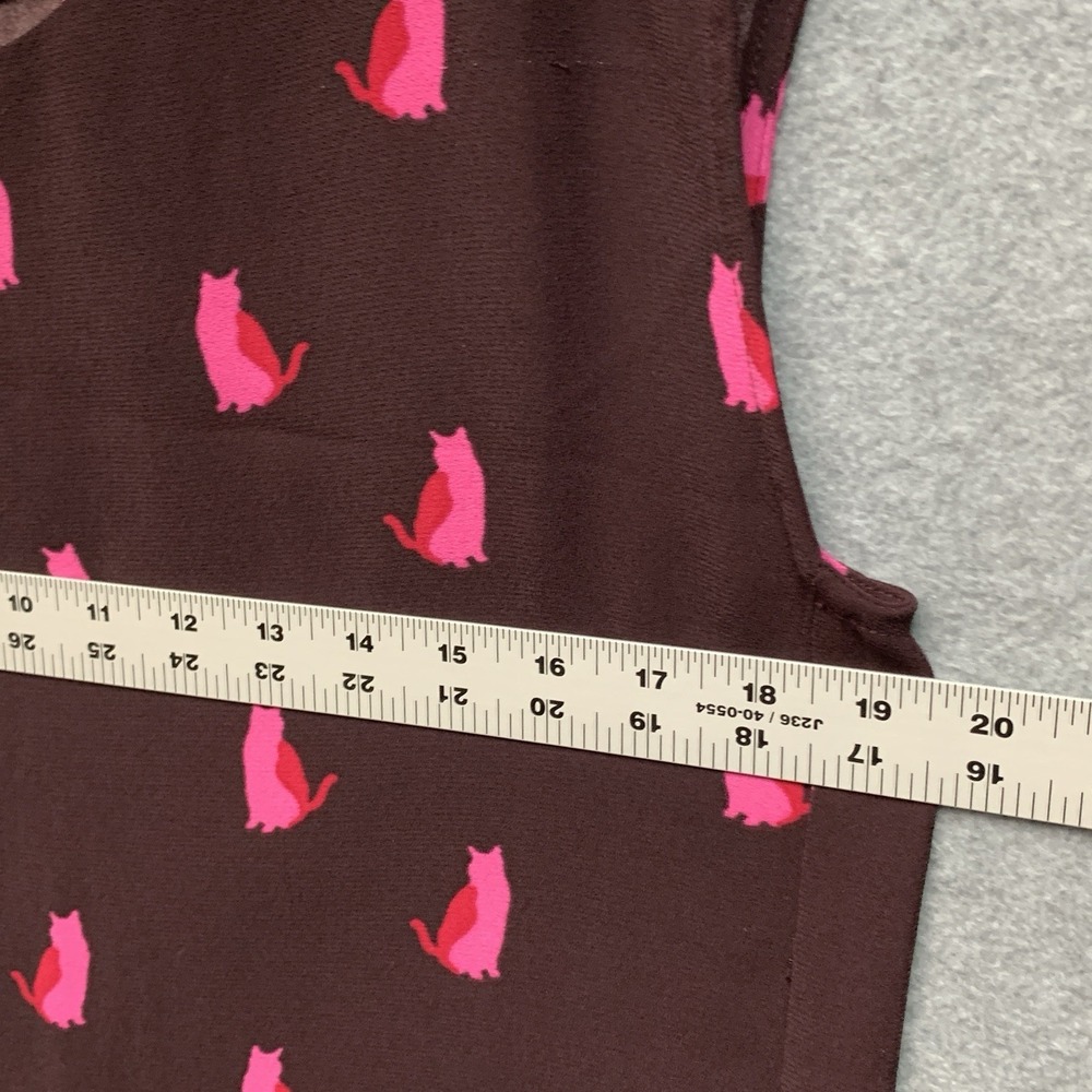 Ann Taylor Womens Cat Print Shift Dress Size MP Ann Taylor Maroon Crazy Cat Lady - Picture 4 of 9